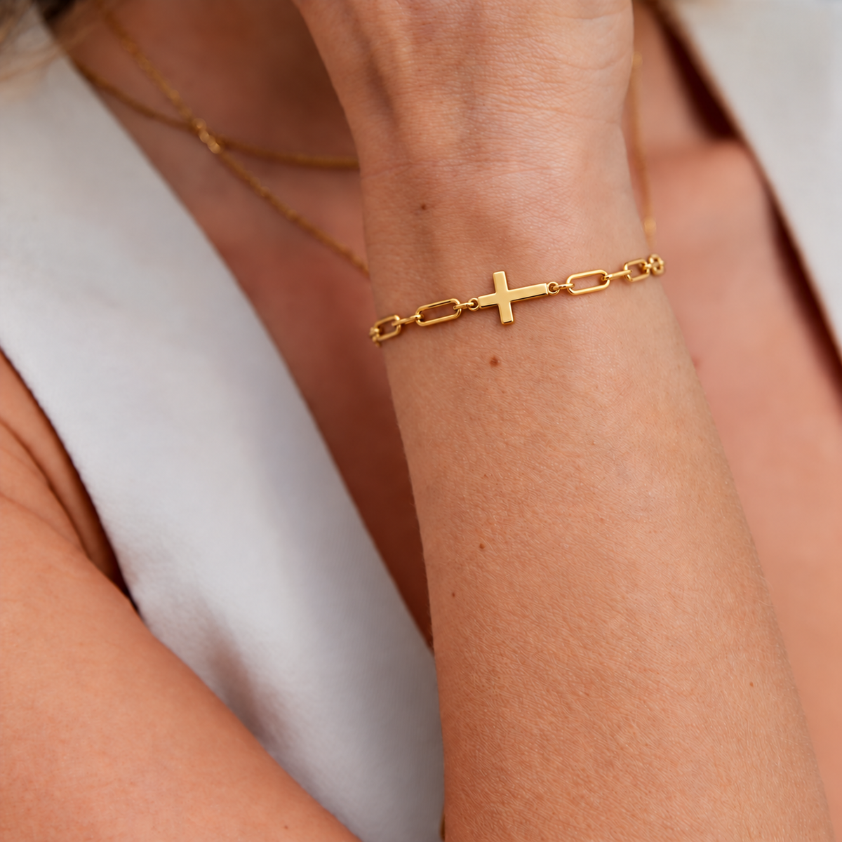 Cross Paperclip Bracelet