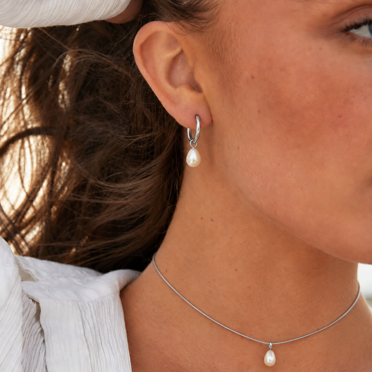 Pearl Necklace And Earring Set
