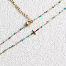 Beaded Side Cross Necklace