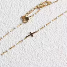 Beaded Side Cross Necklace