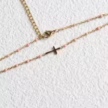 Beaded Side Cross Necklace