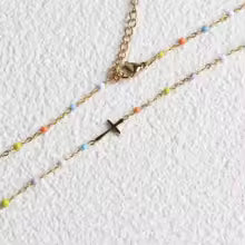 Beaded Side Cross Necklace