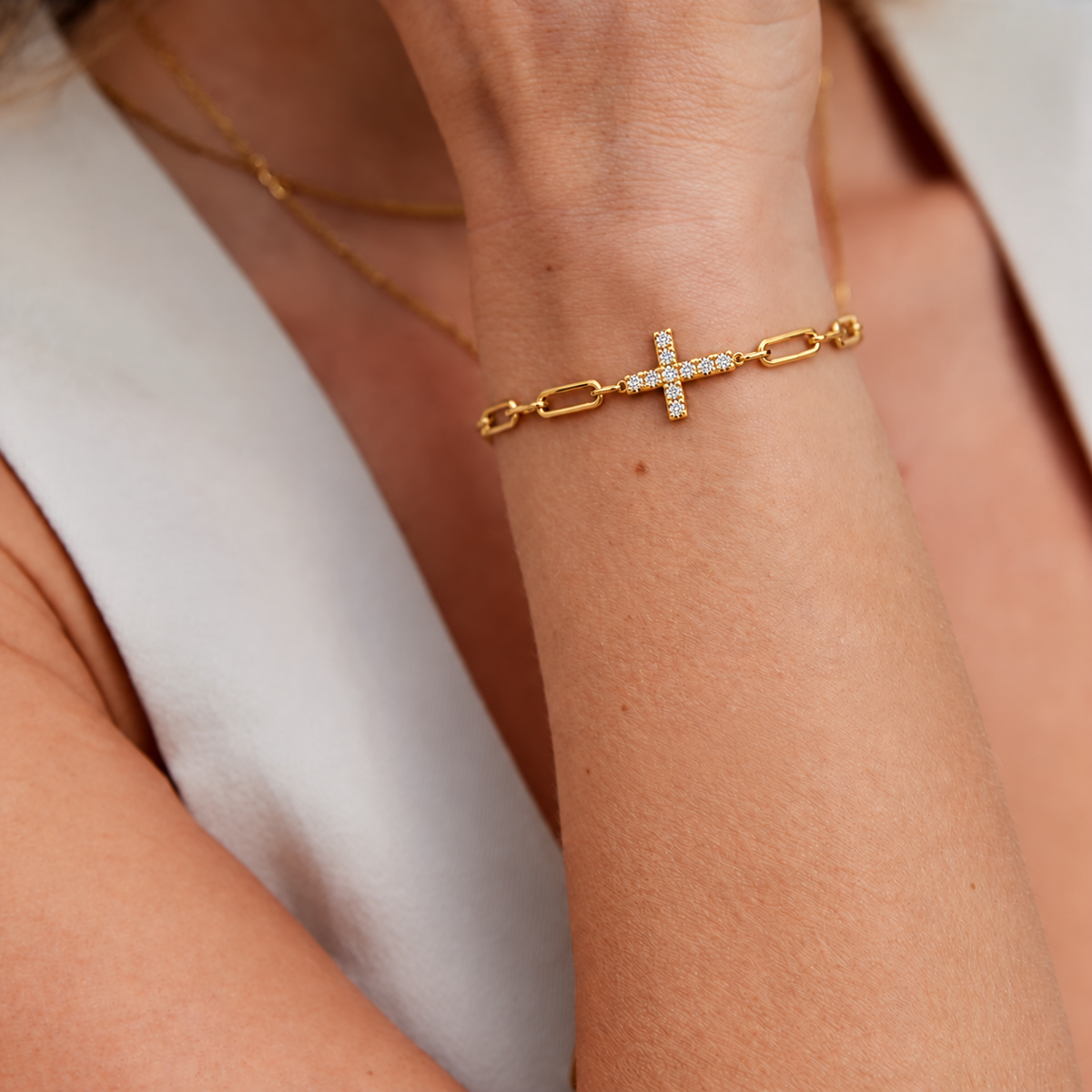 Cross Paperclip Bracelet